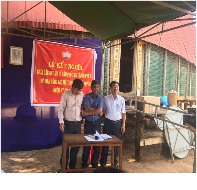 Article Lễ kết nghĩa giữa Ban công tác mặt trận tổ dân phố 3, 4 với Ban công tác mặt trận thôn Đê Kop - Duol, thị trấn Kon Dơng nhiệm kỳ 2019-2024